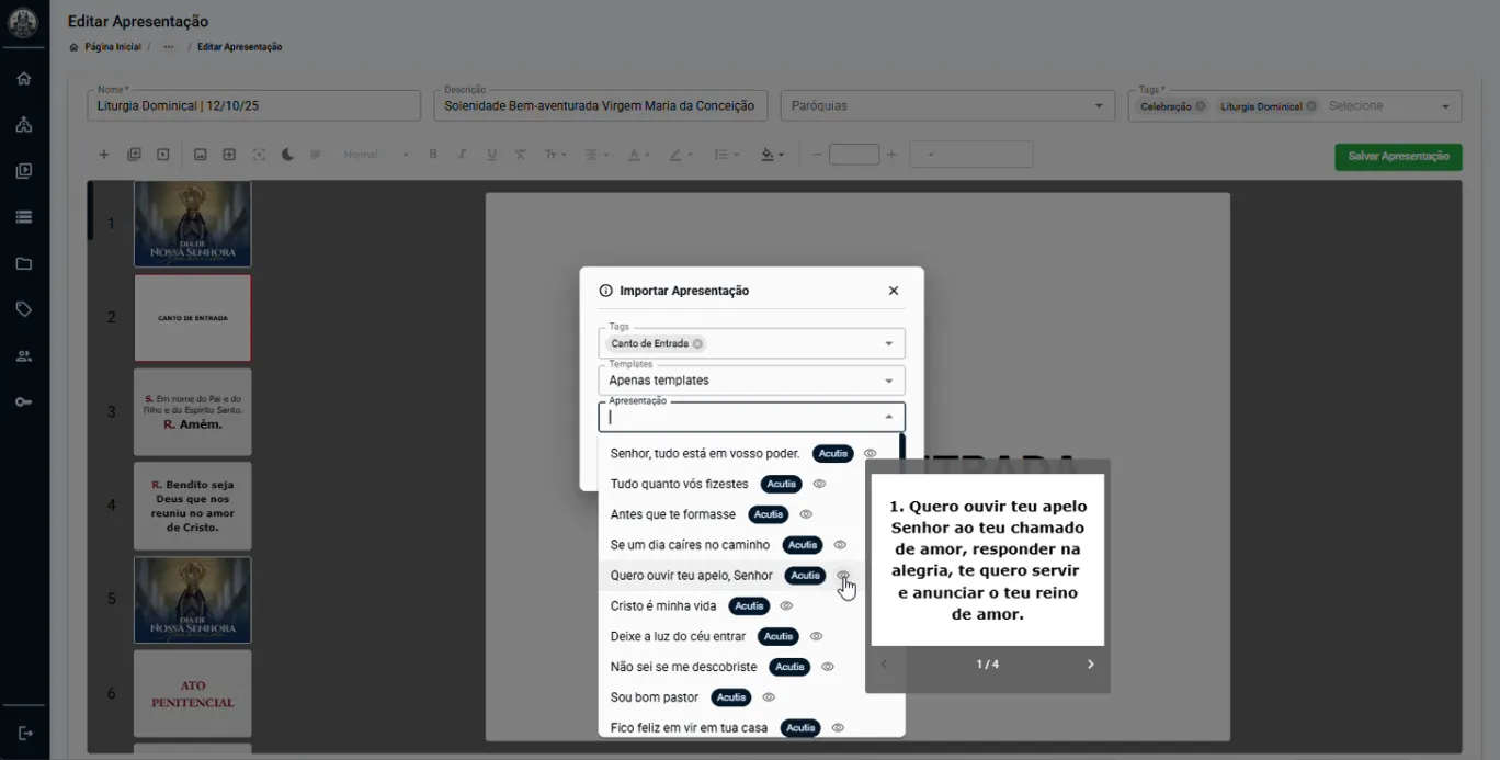 Interação da liturgia com o banco de dados
